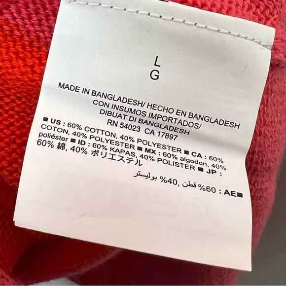 OLD NAVY / orange pink colorblock oversized scoop neck sweater / L - Picture 6 of 7